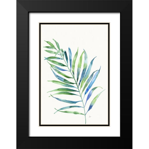 Aqua Fond II Black Modern Wood Framed Art Print with Double Matting by Nan