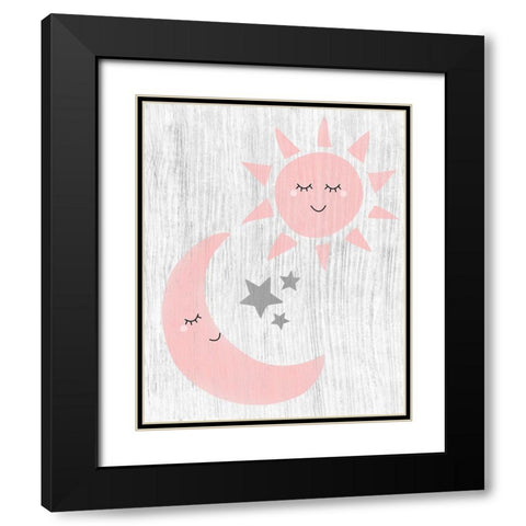 Sun and Moon Black Modern Wood Framed Art Print with Double Matting by CAD Designs