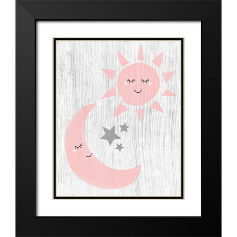 Sun and Moon Black Modern Wood Framed Art Print with Double Matting by CAD Designs