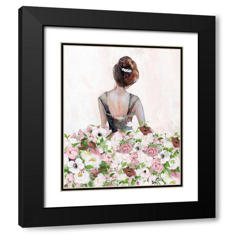 Floral Contemplation I Black Modern Wood Framed Art Print with Double Matting by Tava Studios