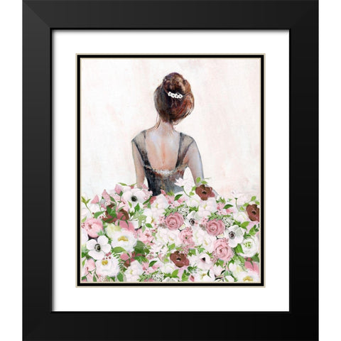 Floral Contemplation I Black Modern Wood Framed Art Print with Double Matting by Tava Studios