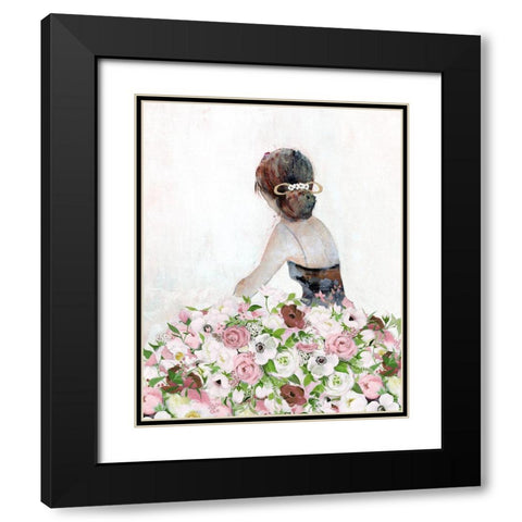 Floral Contemplation II Black Modern Wood Framed Art Print with Double Matting by Tava Studios