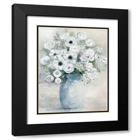 White Anemone Black Modern Wood Framed Art Print with Double Matting by Swatland, Sally