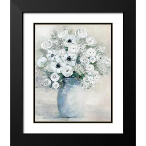 White Anemone Black Modern Wood Framed Art Print with Double Matting by Swatland, Sally