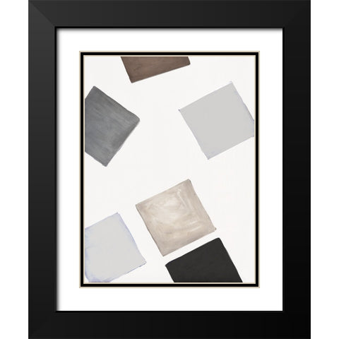 Block Encounter Revisit II Black Modern Wood Framed Art Print with Double Matting by Tava Studios