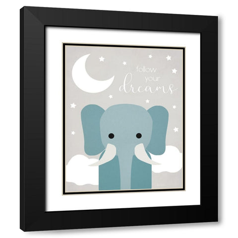 Dreams Elephant Black Modern Wood Framed Art Print with Double Matting by Santiago, Daniela