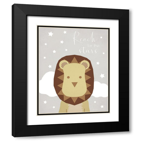 Stars Lion Black Modern Wood Framed Art Print with Double Matting by Santiago, Daniela