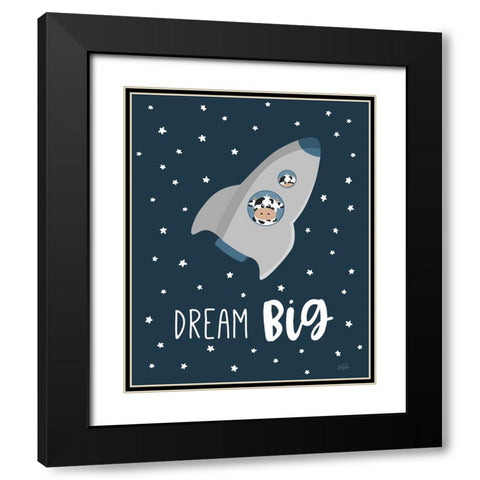Cow in Space I Black Modern Wood Framed Art Print with Double Matting by Carpentieri, Natalie