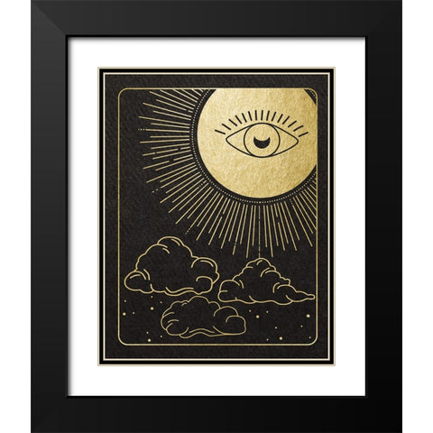 Celestial Eye Black Modern Wood Framed Art Print with Double Matting by Santiago, Daniela
