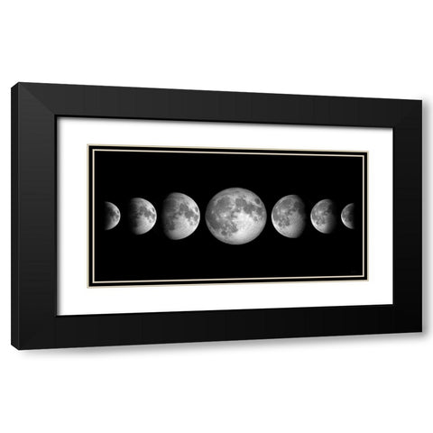 Lunar Phases Black Modern Wood Framed Art Print with Double Matting by Santiago, Daniela
