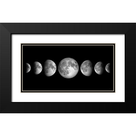 Lunar Phases Black Modern Wood Framed Art Print with Double Matting by Santiago, Daniela