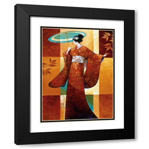 Misaki Black Modern Wood Framed Art Print with Double Matting by Mallett, Keith