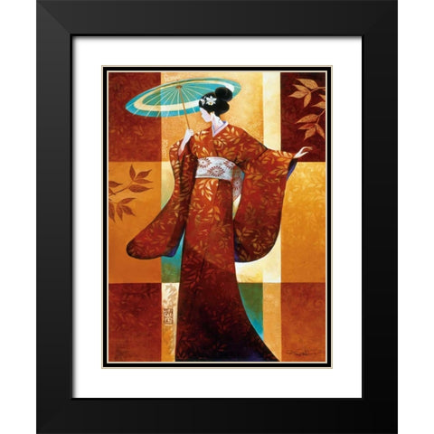 Misaki Black Modern Wood Framed Art Print with Double Matting by Mallett, Keith