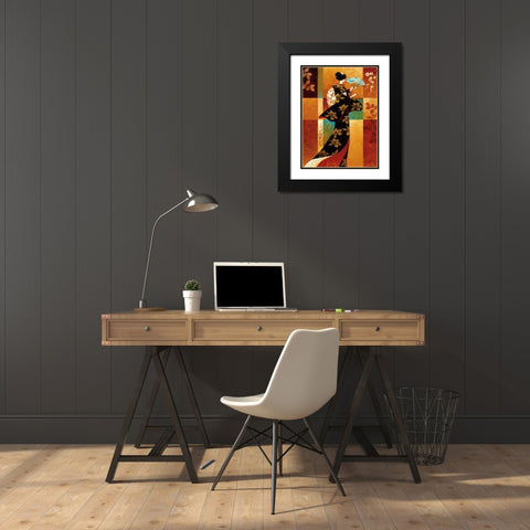 Sakura Black Modern Wood Framed Art Print with Double Matting by Mallett, Keith