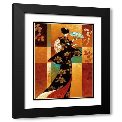 Sakura Black Modern Wood Framed Art Print with Double Matting by Mallett, Keith