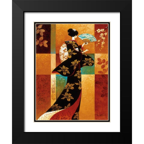 Sakura Black Modern Wood Framed Art Print with Double Matting by Mallett, Keith