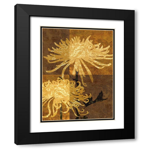 Golden Mums II Black Modern Wood Framed Art Print with Double Matting by Mallett, Keith