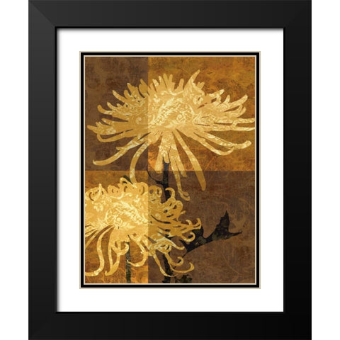 Golden Mums II Black Modern Wood Framed Art Print with Double Matting by Mallett, Keith