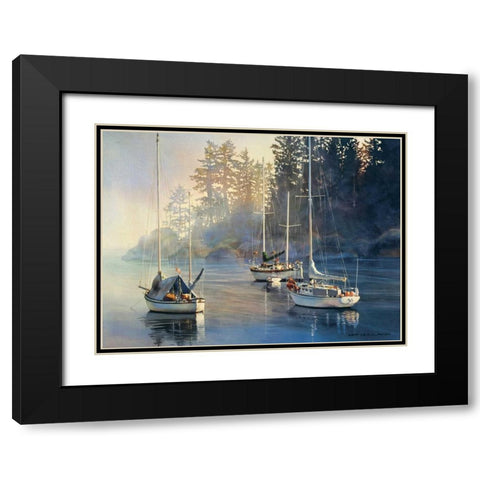 Serenity Black Modern Wood Framed Art Print with Double Matting by Holland, Kiff