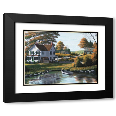 Along the Riverbank Black Modern Wood Framed Art Print with Double Matting by Saunders, Bill