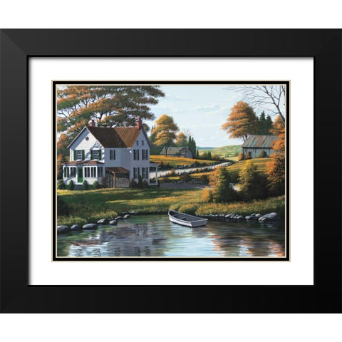 Along the Riverbank Black Modern Wood Framed Art Print with Double Matting by Saunders, Bill
