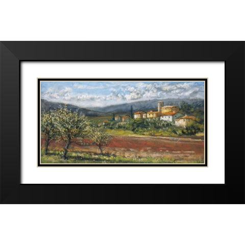 Hillside Olives Black Modern Wood Framed Art Print with Double Matting by Surridge, Malcolm