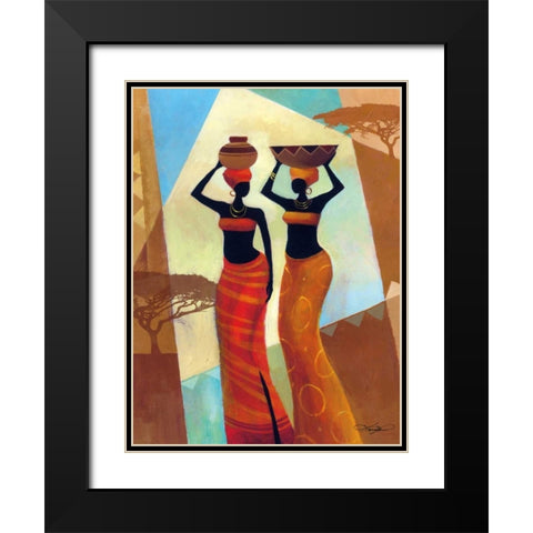 Sisters Black Modern Wood Framed Art Print with Double Matting by Mallett, Keith