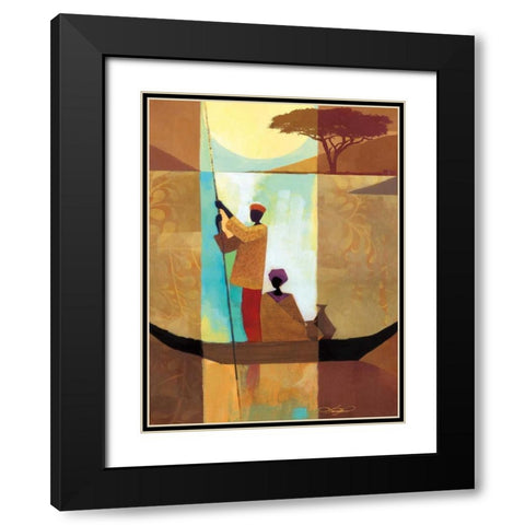 On the River II Black Modern Wood Framed Art Print with Double Matting by Mallett, Keith