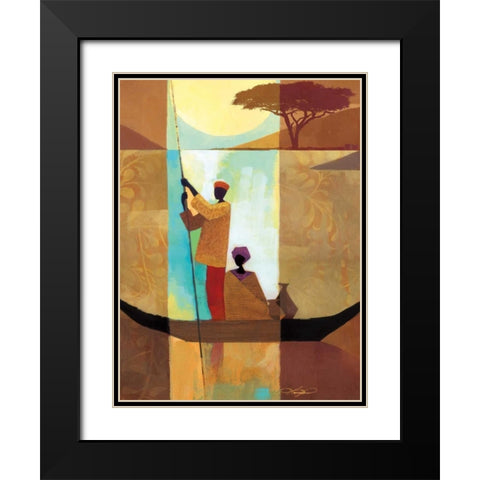 On the River II Black Modern Wood Framed Art Print with Double Matting by Mallett, Keith
