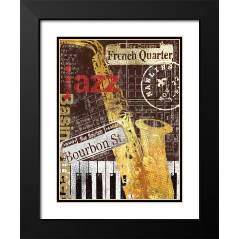 Nawlins Black Modern Wood Framed Art Print with Double Matting by Mallett, Keith