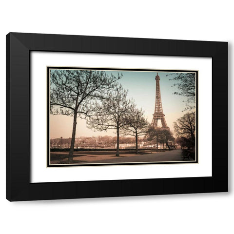 Remembering Paris Black Modern Wood Framed Art Print with Double Matting by Frank, Assaf