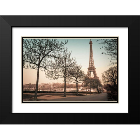 Remembering Paris Black Modern Wood Framed Art Print with Double Matting by Frank, Assaf