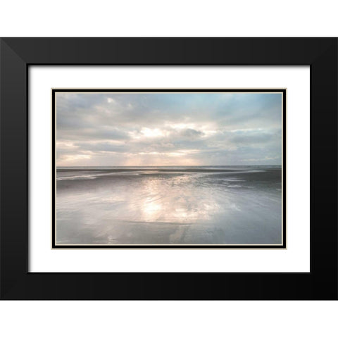 Silver Sands Black Modern Wood Framed Art Print with Double Matting by Frank, Assaf