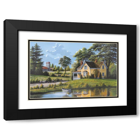 Yellow House Black Modern Wood Framed Art Print with Double Matting by Saunders, Bill