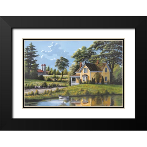 Yellow House Black Modern Wood Framed Art Print with Double Matting by Saunders, Bill