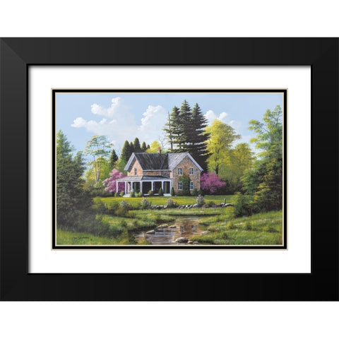 Rippling Stream Black Modern Wood Framed Art Print with Double Matting by Saunders, Bill