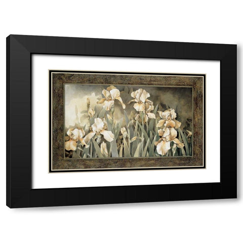 Field of Irises Black Modern Wood Framed Art Print with Double Matting by Thompson, Linda
