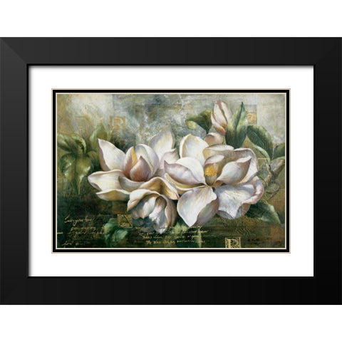 Dawning Magnolias Black Modern Wood Framed Art Print with Double Matting by Meng