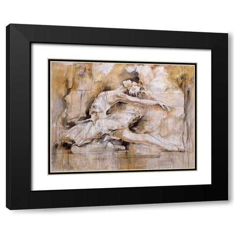 Swan Lake Black Modern Wood Framed Art Print with Double Matting by Gottfried, Marta