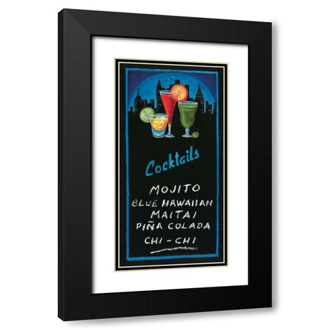 Cocktails Black Modern Wood Framed Art Print with Double Matting by Rafuse, Will