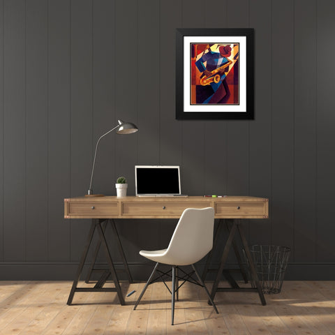 Bebop Black Modern Wood Framed Art Print with Double Matting by Mallett, Keith