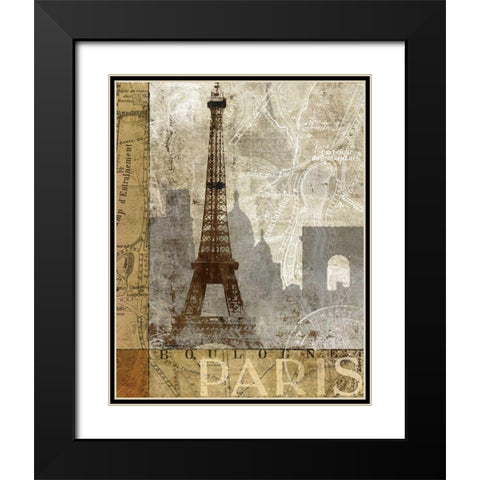 April In Paris Black Modern Wood Framed Art Print with Double Matting by Mallett, Keith