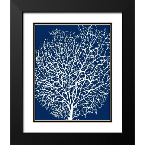 Navy Coral II Black Modern Wood Framed Art Print with Double Matting by Berg, Sabine