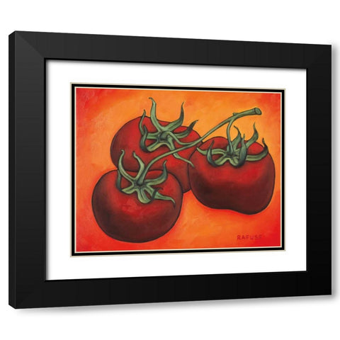 Three Tomatoes Black Modern Wood Framed Art Print with Double Matting by Rafuse, Will