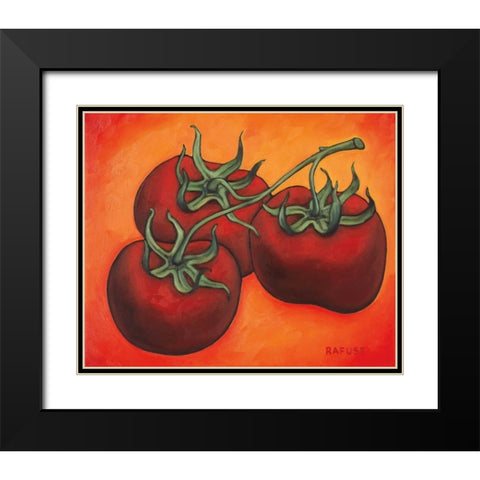 Three Tomatoes Black Modern Wood Framed Art Print with Double Matting by Rafuse, Will