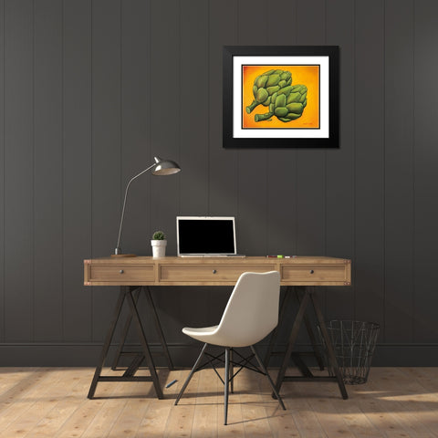 Two Artichokes Black Modern Wood Framed Art Print with Double Matting by Rafuse, Will