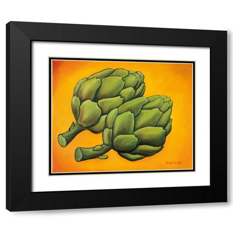 Two Artichokes Black Modern Wood Framed Art Print with Double Matting by Rafuse, Will