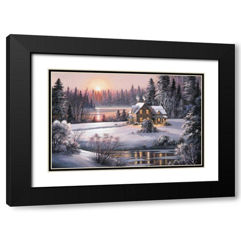 Winter Sunset Black Modern Wood Framed Art Print with Double Matting by Raos, Dubravko