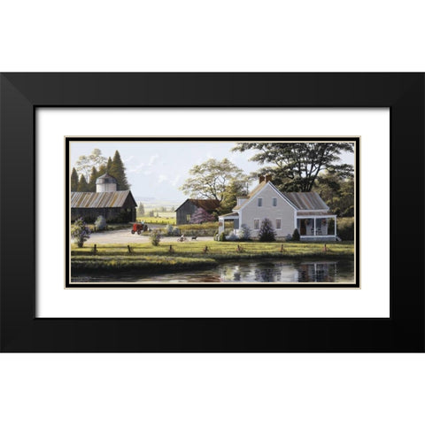 The Red Tractor Black Modern Wood Framed Art Print with Double Matting by Saunders, Bill
