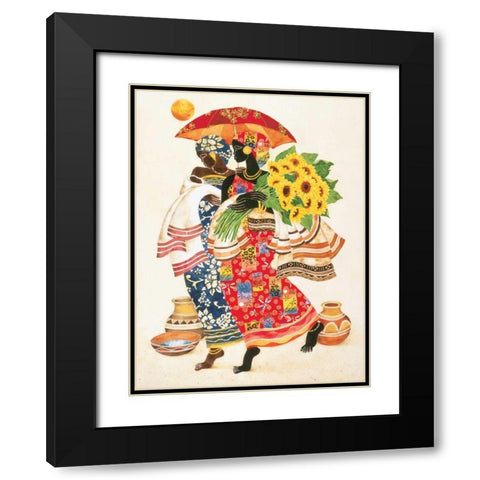 Sunflowers Black Modern Wood Framed Art Print with Double Matting by Mallett, Keith
